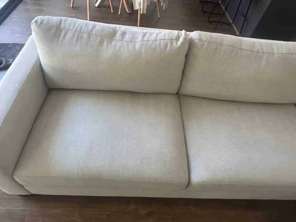 Cream fabric sofa clean and even after upholstery cleaning