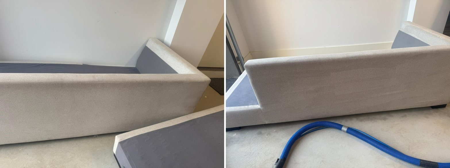 Fabric sofa bed before and after cleaning