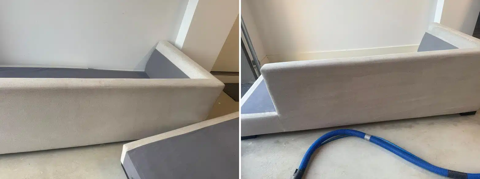 Fabric sofa bed before and after cleaning