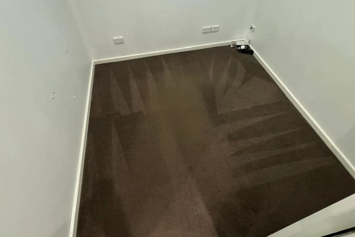 Small empty room with the carpet freshly cleaned during a vacate clean
